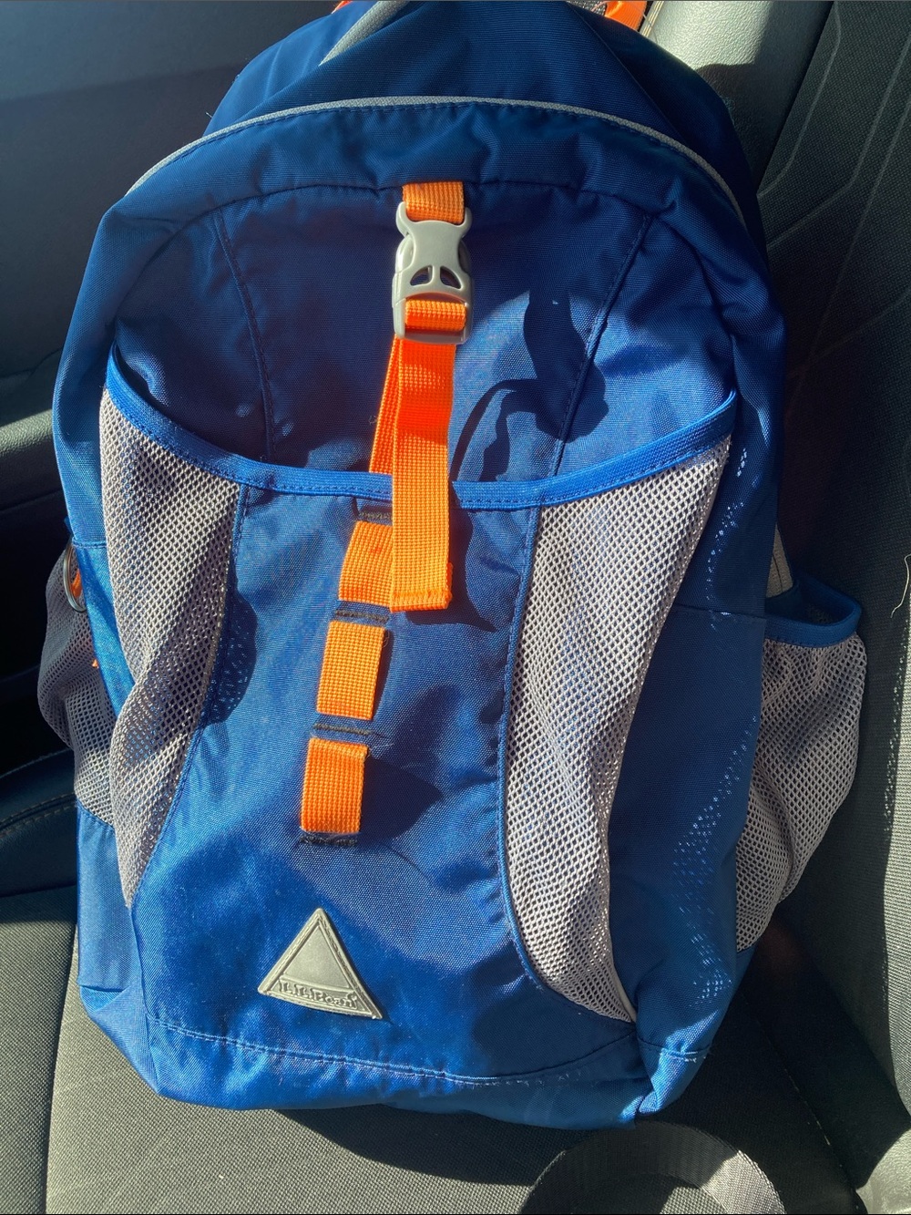 L.L. Bean Royal Blue Kids Backpack with Orange Strap like new used once